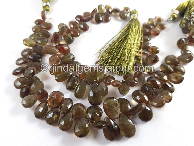 Green Andalusite Far Faceted Pear Beads